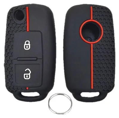 Produktbild von Autoschlüssel Hülle Silikon für VW Golf Bora Polo Passat Skoda Schlüssel Gehäuse Schutzhülle mit Schlüsselanhänger