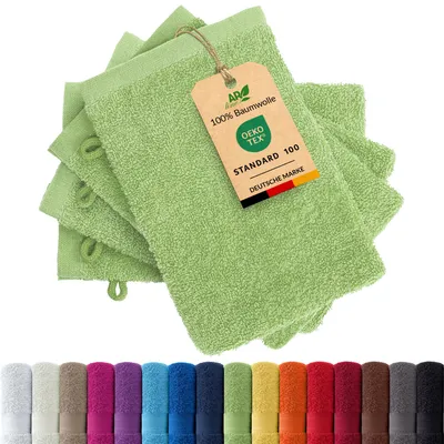 Produktbild von 4er-Set ARIZONA Handtuch-Serie von AR Line – 100% Baumwolle, 500 g/m², 4er-Set Waschhandschuhe 15x21 cm, Apfelgrün