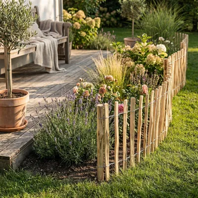 Produktbild von Creative Home Staketenzaun 35cm hoch und 3m lang | Haselnusszaun Lattenabstand 3-4 cm