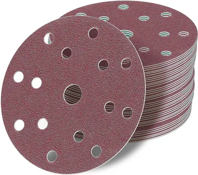 Produktbild von 50 Stück 150 mm Exzenter Schleifscheiben P400 Körnung , 15 Loch, red Film , Haft Klett Schleifpapier