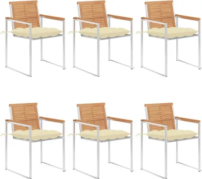 Produktbild von Gartenstühle 6 Stk. mit Kissen Massivholz Teak