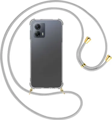 Produktbild von Handykette Backcover-Schutzhülle mit Band (Metall goldfarben) für Motorola Moto G53 5G (6.5'') - silbergrau