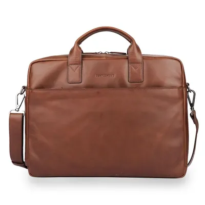 Produktbild von Gentlemen's Laptoptasche aus Echtleder – Notebooktasche Herren 14 Zoll – Business Tasche mit Laptopfach, Trolley-Slot & Tracker-Fach
