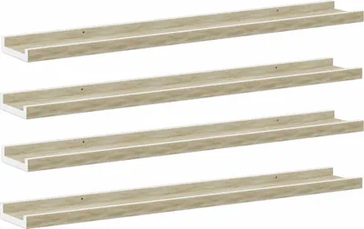 Produktbild von vidaXL Wandregale 4 Stk. Weiß und Sonoma-Eiche 80x9x3 cm