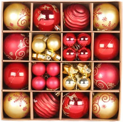 Immagine prodotto di Set di palline di Natale in plastica - 44 pezzi, nei colori oro e rosso