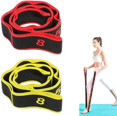 Produktbild von Fitnessbänder mit 8 Lussen, elastisch, 2er Pack, Gymnastikband für Training und Yoga