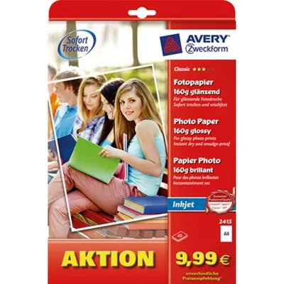 Produktbild von Zweckform Classic Tintenstrahl Fotopapier - Weiß - DIN DIN A4 - 210 mm x 297 mm - 160 g/m² Grammage - Glänzend - 40er Pack
