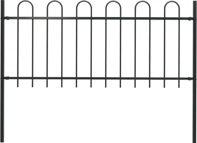 Obrázek produktu pro Zahradní plot BOXTEL s obloukem nahoře ocelový 181 x 100 cm černý