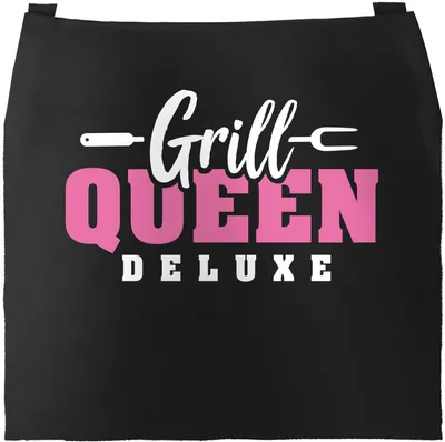 Produktbild von Grill-Schürze für Frauen mit Spruch Grill Queen Deluxe Baumwoll-Schürze Damen Küchenschürze Moonworks® Color schwarz unisize