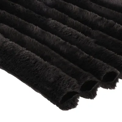 Produktbild von Plüschiger, gestreifter Strickstoff, sehr dicke Streifen (5 cm), Kunstfell, Schwarz, 50x165 cm