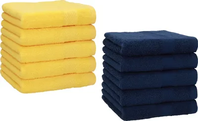 Produktbild von Betz 10 Stück Seiftücher 30x30 cm PREMIUM 100% Baumwolle  Farbe: gelb und dunkelblau