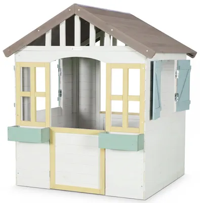Immagine prodotto di WONDERMAKE® Casetta da gioco in legno per bambini con 2 fioriere e porta e finestre magnetiche. Casetta da gioco per bambini dai 3 anni in su, da giardino, per esterni, resistente alle intemperie, piccola