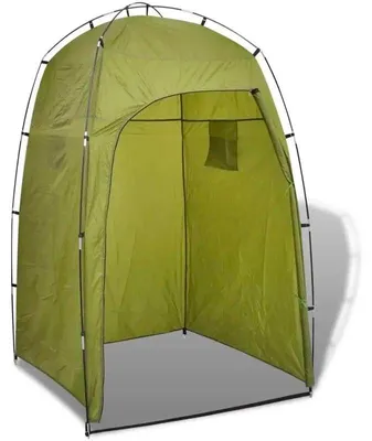 Produktbild von Camping Duschzelt - WC und Umkleidezelt - 130x130x210 cm - Glasfaser-Gestänge - Canvas Stoff - Mit Tragetasche - Grün