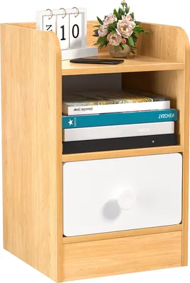 Produktbild von Nachttisch, Schlafzimmer Nachttisch, Rustikaler Abschlusstisch mit Schublade und Regal, Couch Tisch Holz Nachttisch für Wohnzimmer