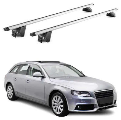 Productafbeelding van Draagbalken, basissteunen voor Audi A4 B8 B9 Avant, 2008-2025, 100 kg, aluminium, zilver, 2x ABE-certificaat, AI-gegenereerde afbeelding