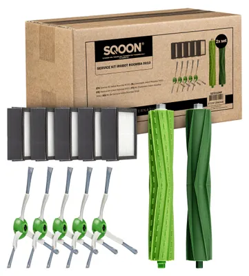 Productafbeelding van SQOON® Serviceset geschikt voor iRobot Roomba iRobot i3, i3+, i7, i7+, i4, i6, i6+, i8, i8+, E5, E6, E7, (niet j7 , j7+) - Vervangingsset met borstels, HEPA-filters en zijborstels voor optimale reiniging