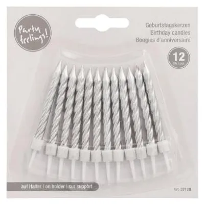 Produktbild von Geburtstagskerzen auf Halter 6 cm silber