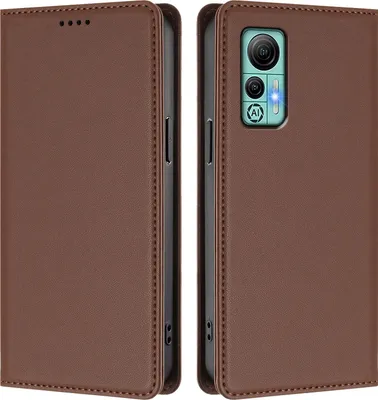 Produktbild von Handyhülle für Ulefone Note 14, Kunstleder Klapphülle Stoßfeste Magnetische Hülle mit Ständer Braun