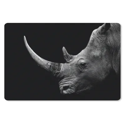 Produktbild von MuchoWow® Schreibtischunterlage Nashorn - Tiere - Schwarz - Weiß - Porträt 60x40 cm - XXL Mauspad - Großes Mauspad