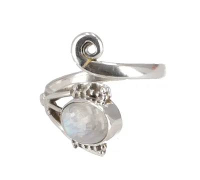 Produktbild von Filigraner Silberring mit Edelstein, Sonne /Mond Ring, Indischer Silberring - Mondstein, Silber-Farben, SterlingSilber, Silberringe