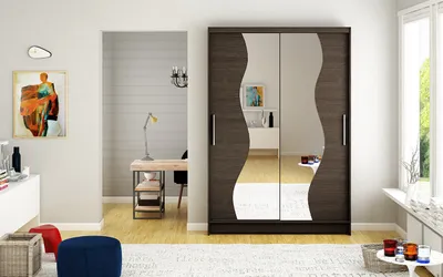 Obrázek produktu pro Šatní skříň se zrcadlem Kofi - šířka 120 cm, čoko