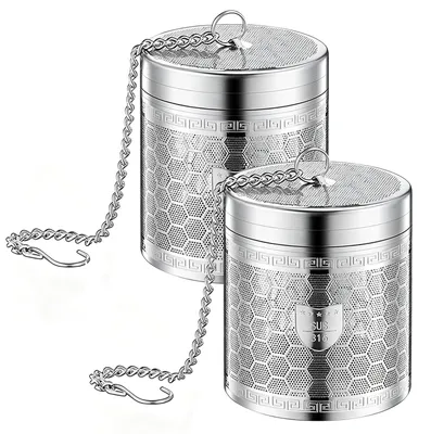 2 Tee-Eier aus Edelstahl 316, feinmaschig, mit Deckel und Kette