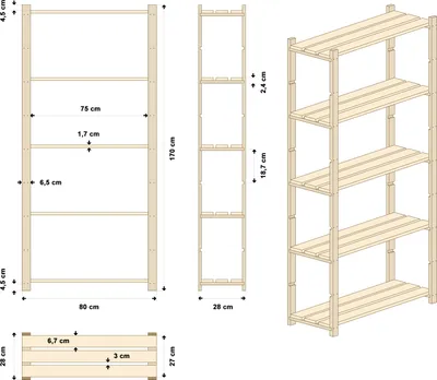 Produktbild von Bücherregal, Holzregal, Standregal, Wandregal, Regal mit 5 Böden, Büroregal, B-18 170x80x30 5 Böden, Lagerregal, Aktenregal für ordner, Lenmar