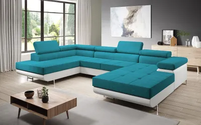 Produktbild von FurMeb24 - Ecksofa MANDANA U - RECHTE SEITE , Sofa mit  Bettk€sten und Schlaffunktion - Orinoco 85 + Madryt 120