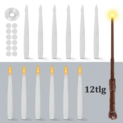 Produktbild von ISOISL LED Kerzen 12er Set Warmweiß mit Fernbedienung, 3 Lichtmodi, Timer, schwebende LED Stabkerzen für Deko