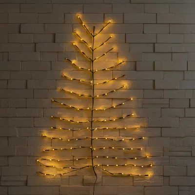 Produktbild von LED Weihnachtsbaum Wandbild für Außen mit Netzstecker - 136 LED - Wandbaum 120 x 100 cm warm weiß beleuchtet