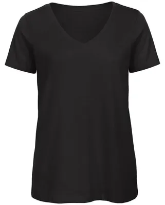Image de T-shirt B&C Favourite pour femmes, col en V, Coton FK137 (XL) (noir)