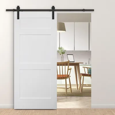 Produktbild von Schiebetür Laufschienen-Set, Gleitschienen-Bausatz Schiebetürbeschlag, Kohlenstoffstahl, Schwarz | 200 cm | bis 90 kg | inkl. Montagezubehör