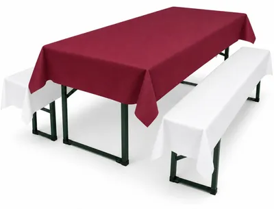Produktbild von Sensalux abwaschbare Tischdecke, 1m x 2,5m, Bordeaux, inkl. 2 weiße Bankauflagen