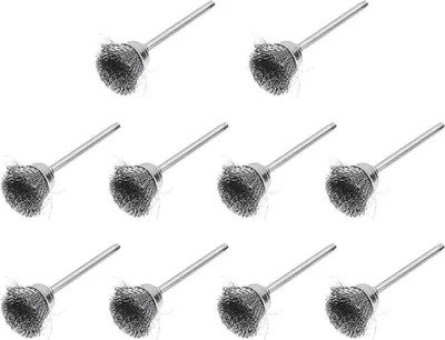 Productafbeelding van 10 stuks roestvrijstalen borstel voor Dremel schuurmachines, accessoires, 5 - 38 mm, zilver, nieuw, afmetingen: 3 x 15 mm, vorm: bolvorm