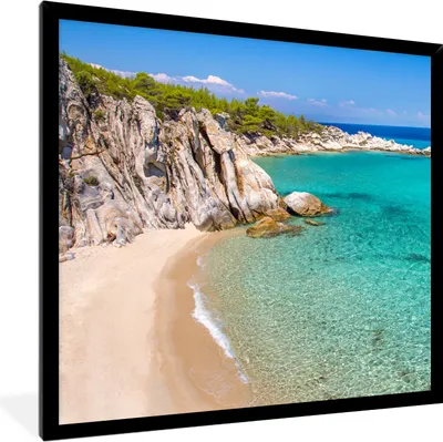 Produktbild von MuchoWow® Gerahmtes Poster Meer - Strand - Sommer 40x40 cm - Poster mit Schwarzem Bilderrahmen Wandposter Rahmen Foto Bilder - Mit Rahmen - Wanddekoration Schlafzimmer