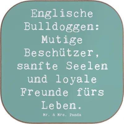 Produktbild von Mr. & Mrs. Panda Tischuntersetzer Spruch Englische Bulldogge - Meeresbrise - Geschenk, Untersetzer Gläser, Hunderassen, für, gläseruntersetzer, idealer Freund, Hunderasse