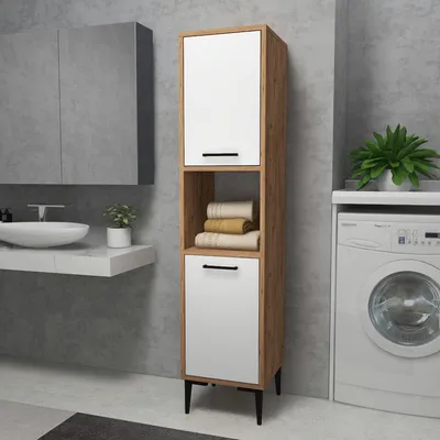 Produktbild von Skye Decor, Daminol - Atlantic Pine, White, Mehrzweckschrank, Atlantische Kiefer, 100 % MELAMINBESCHICHTETE SPANPLATTEN, 35 x 35 x 153,6 cm