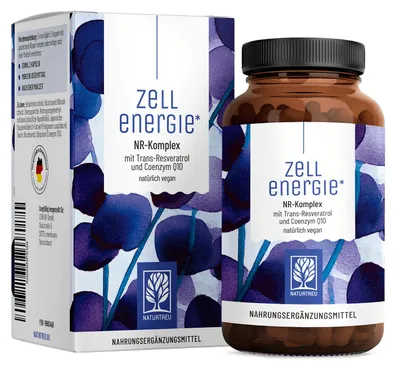 Produktbild von NR Komplex - Nicotinamid Ribosid (Vorstufe von NAD+) mit Coenzym Q10 & Trans-Resveratrol - ZELLENERGIE - 90 vegane Kapseln - NATURTREU®