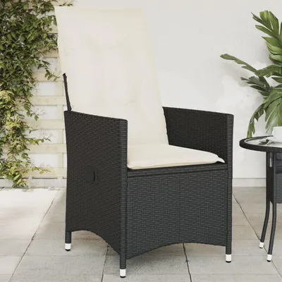 Produktbild von Verstellbarer Gartensessel mit Kissen aus schwarzem Poly-Rattan