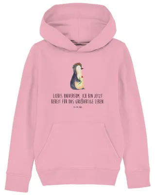 Produktbild von Mr. & Mrs. Panda Kinderpullover Pinguin Blumen 9-11 Jahre (134/146) - Baumwolle Pink - Geschenk, Pulli, Motivation, Kapuzenpullover, Kapuzen-Sweatshirt, Positiv, Sweatshirt