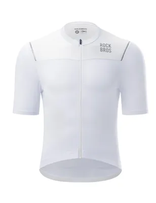 Productafbeelding van ROCKBROS Fietsshirt, heren, korte mouwen, met dubbele stof en 3 achterzakken, geschikt voor racefiets en mountainbike, wit, EU maat L