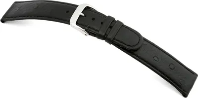 Produktbild von Happel Lederband Dundee 18mm schwarz mit Straußennarbung