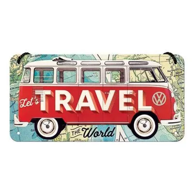 Zdjęcie produktu dla Metalowy Plakat Zawieszka 10 X 20Cm Vw Bulli-Lets Travel