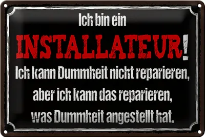 Produktbild von Blechschild Spruch 18x12cm bin Installateur kann reparieren