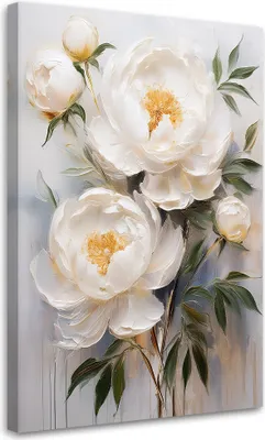 Produktbild von Leinwandbild Weiße Pfingstrosen Blumen der Natur 70x100 Feeby Weiß bild für die wand bereit zum aufhängen