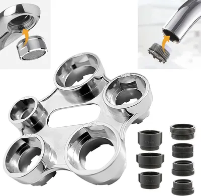 Imagen del producto de Llave universal para aireadores de grifos, 10 en 1. Incluye 7 adaptadores para diferentes tipos de aireadores