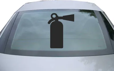 Produktbild von Indigos UG - Aufkleber Heckscheibe & Motorklappe DE2867 - schwarz - 600x450 mm - Feürlöscher - Fisch - Auto Scheiben Fenster Heckklappe Tuning Racing JDM - Die cut