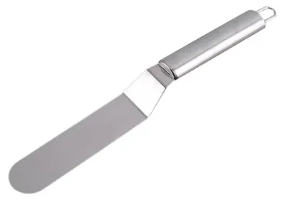 Produktbild von Edelstahl Winkelpalette - Mit abgewinkeltem Griff - Zum Verstreichen von Cremes und Glasuren - 10 Zoll
