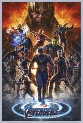 Produktbild von Avengers - Poster - Endgame - Characters + Wechselrahmen, Shinsuke® Maxi Kunststoff silber, Acryl-Scheibe