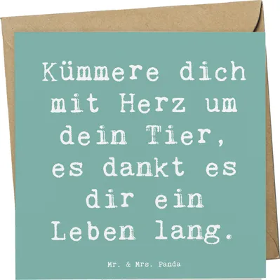 Produktbild von Mr. & Mrs. Panda Glückwunschkarte Spruch Haustiere pflegen - Meeresbrise - Geschenk, doppelkarte, liebevolle Tierpflege, faltkarte, Trost, anlasskarte, Tierfreunde